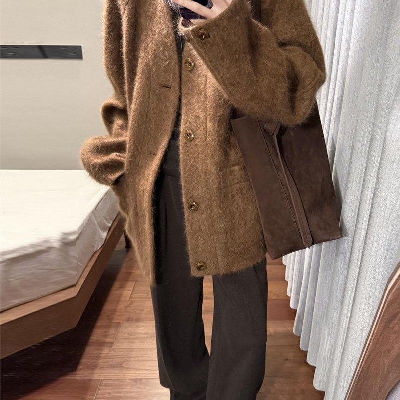 加棉棕色毛呢外套女韩系独特超好看高级感呢子大衣2025年冬季新款,女装/女士精品,毛呢外套,淘宝优惠券,粉丝福利购,淘宝优惠卷