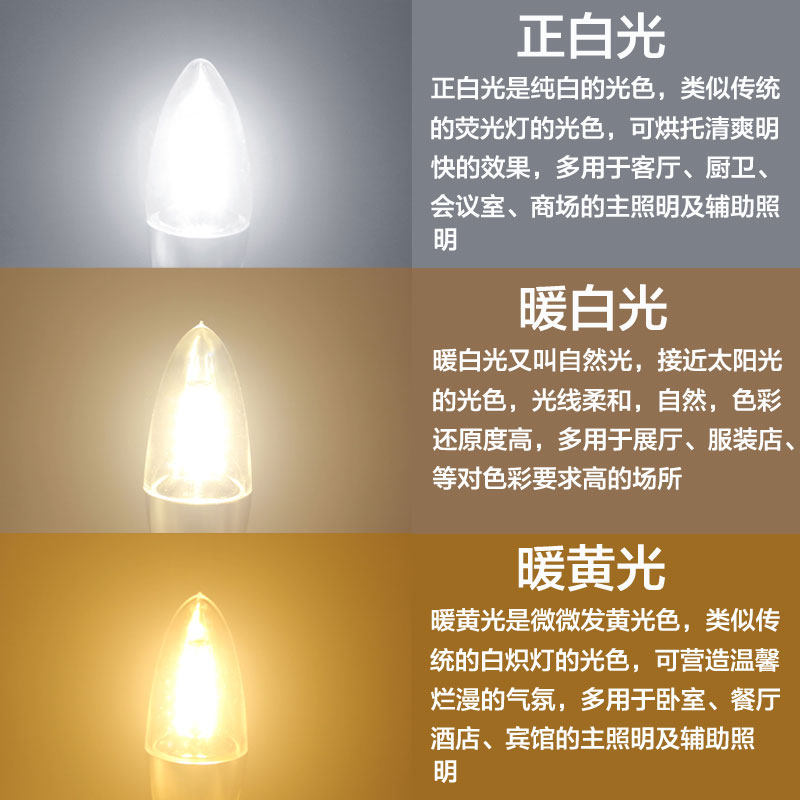 led蜡烛灯泡e14拉尾水晶尖泡节能5w超亮光源大小螺口客厅E27吊灯