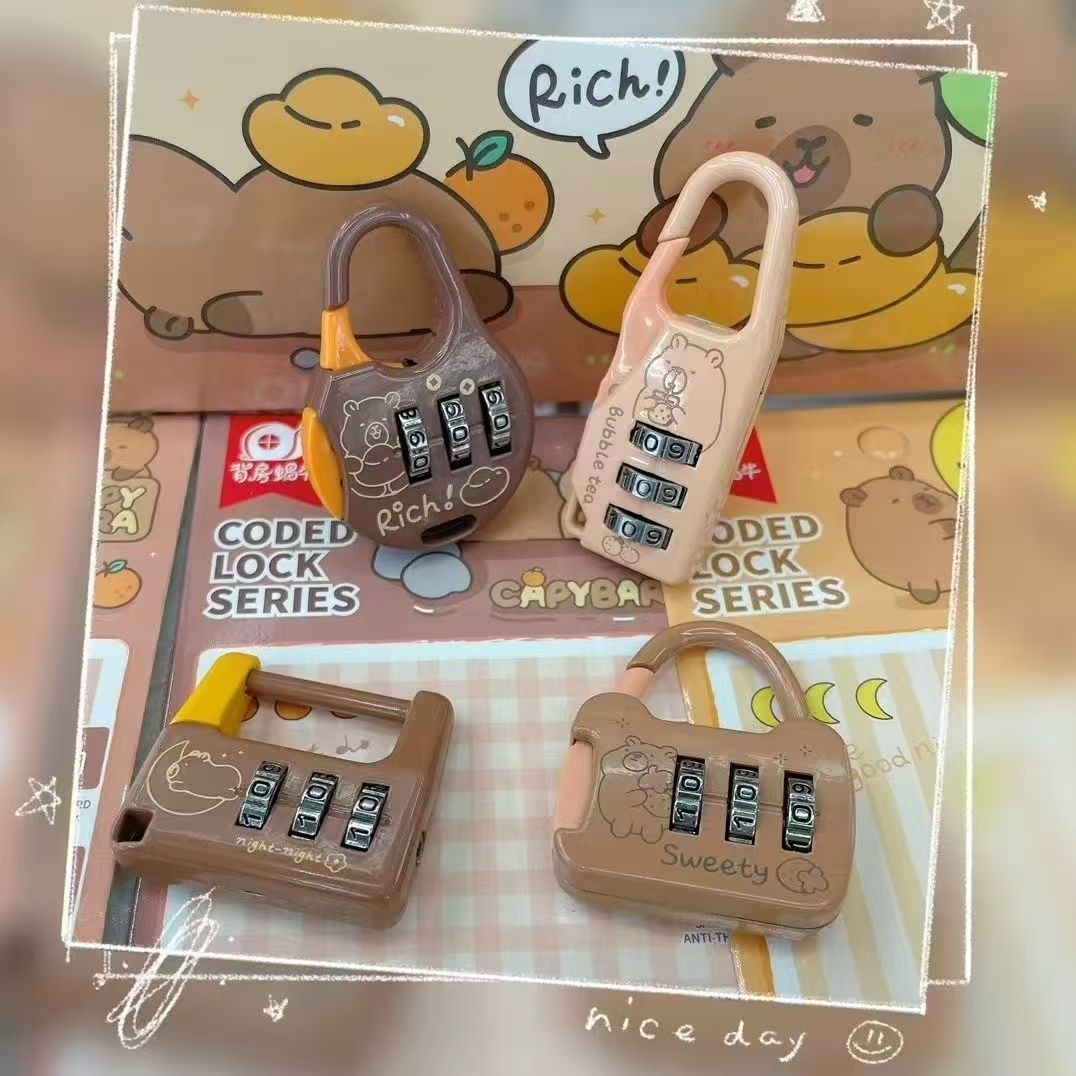 卡皮巴拉密码锁学生宿舍迷你可爱挂锁锁头书包行李箱儿童锁子柜子