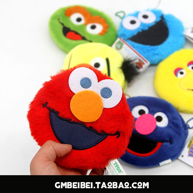 可爱萌少女心艾摩elmo饼干怪卡通拉链零钱包硬币小包卡包挂件