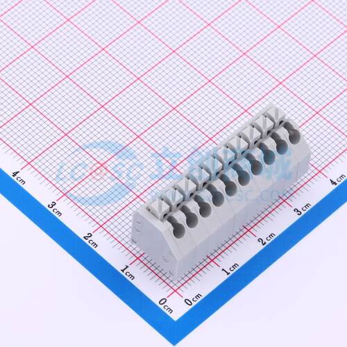 弹簧式接线端子 MX250-3.5-10P-A-GY01-Cu-A 插件,P=3.5mm 1x10P