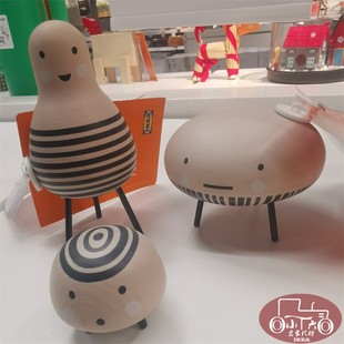 宜家新品达维塔人物装饰品3件套实木黑色成都国内代购