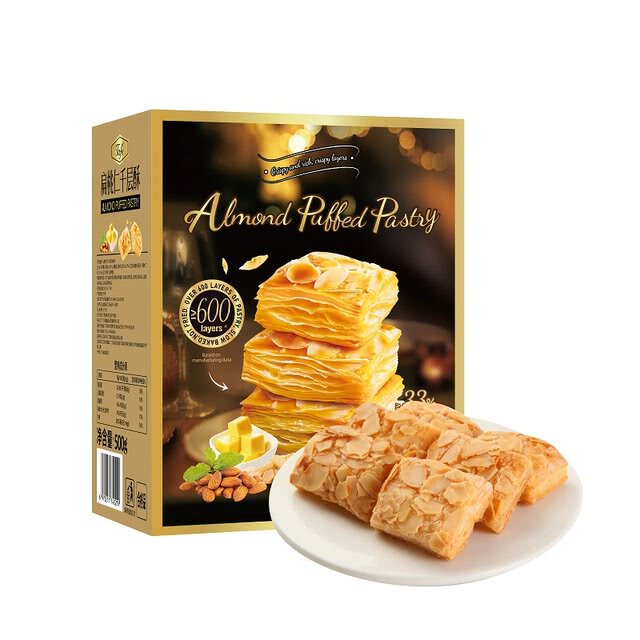 山姆代购TAFE扁桃仁千层酥饼干500g非油炸点心休闲零食