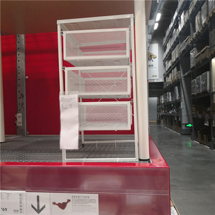 成都宜家列纳特 抽屉柜网篮式钢制文件柜收纳柜滚轮移动国内代购