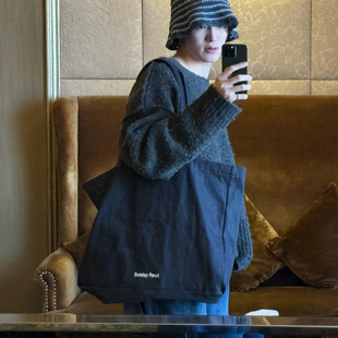 Sunday 通勤常备超大容量logo印花靛蓝色原牛单肩包 Reset