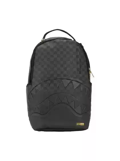 Sprayground Sg Shark Mouth Black Checkerboard Large Capacity Backpack Outdoor Travel Fashion Unisex