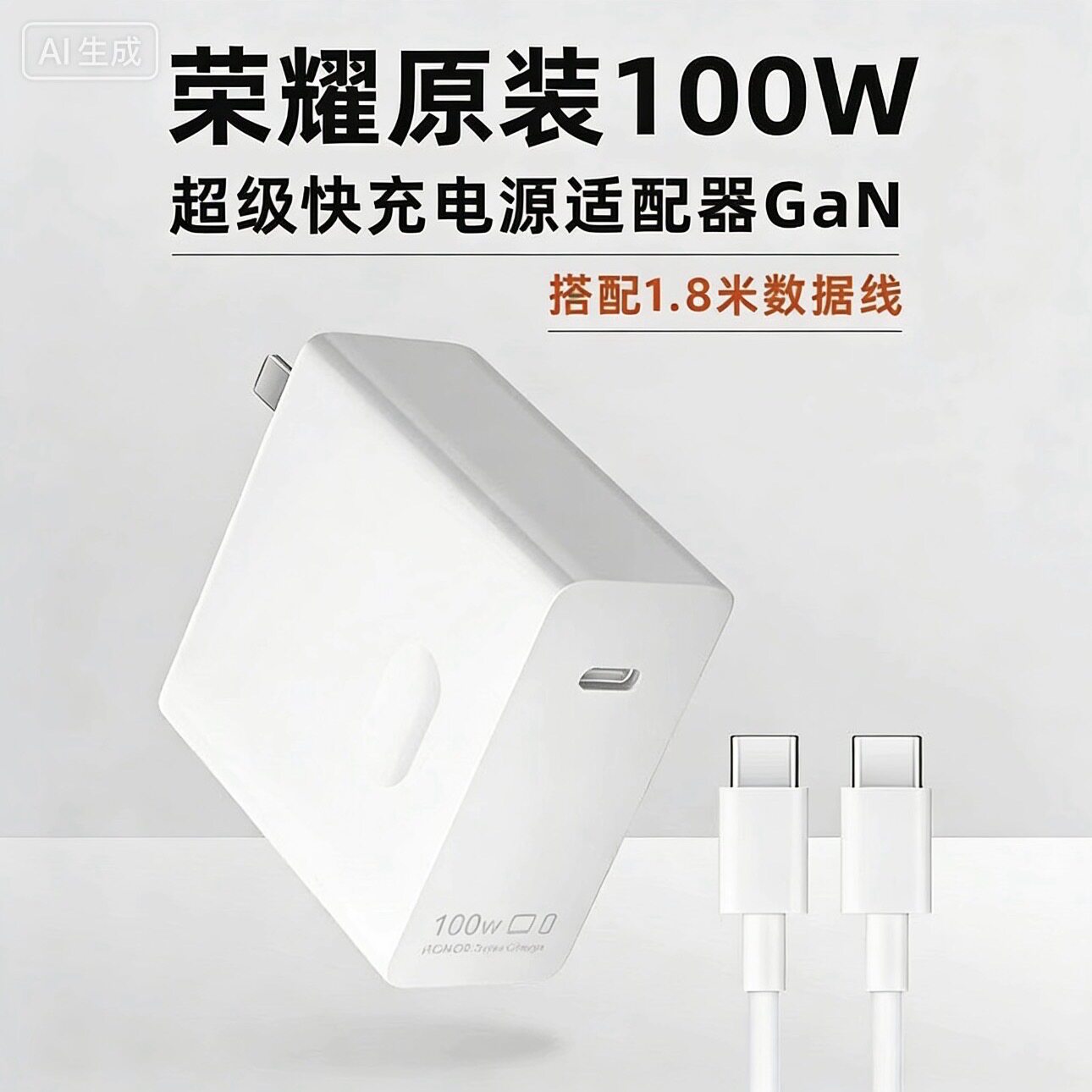 荣耀GaN 100W原装充电器氮化镓Magic Book 14电源适配器PD超级快充1.8米5A数据线100W充电插头13XPro平板新款