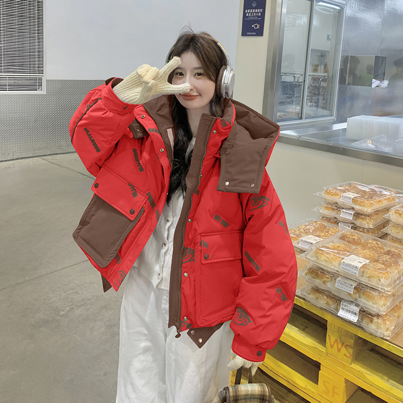 新款图2色大货已出白鸭绒工装羽绒服275-M264-P275-K398,女装羽绒服,柒柒家