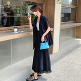 设计感开叉t恤上衣不规则半身裙两件套女2025夏新款时髦显瘦叠穿，商品下架区，柒柒家