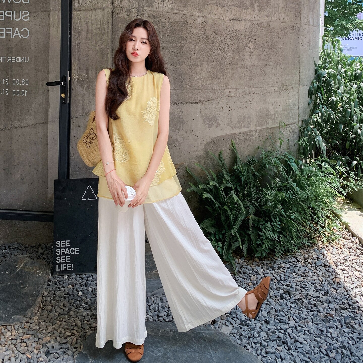 通勤时尚套装宽松上衣阔腿裤法式女装高腰套装显瘦显瘦气质时尚,女装套装/套裙,柒柒家
