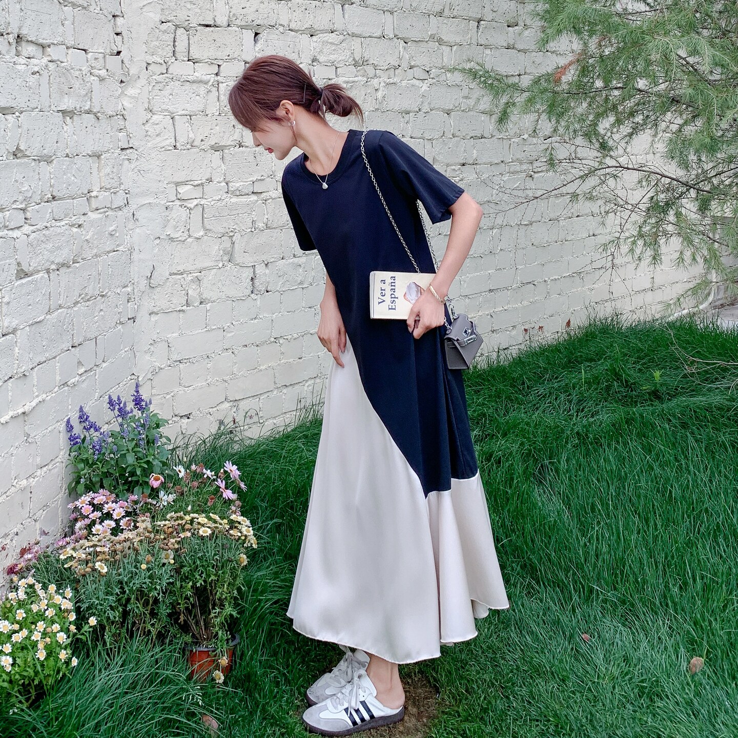 新款大货拼色连衣裙2C525-Q594-P135-K198，女装连衣裙，柒柒家