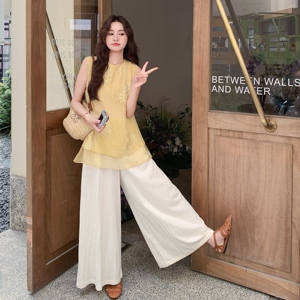 通勤时尚套装宽松上衣阔腿裤法式女装高腰套装显瘦显瘦气质时尚图片