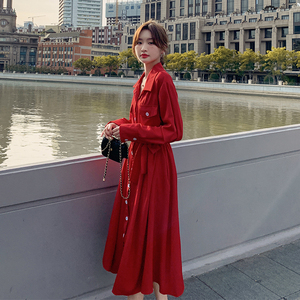 主推款图大货已出红色长款法式连衣裙087-Q166-P105-K158,女装连衣裙,柒柒家