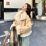 新款图大货已出皮毛一体短外套仿皮草275-W777-p225-k328，女装皮草，柒柒家