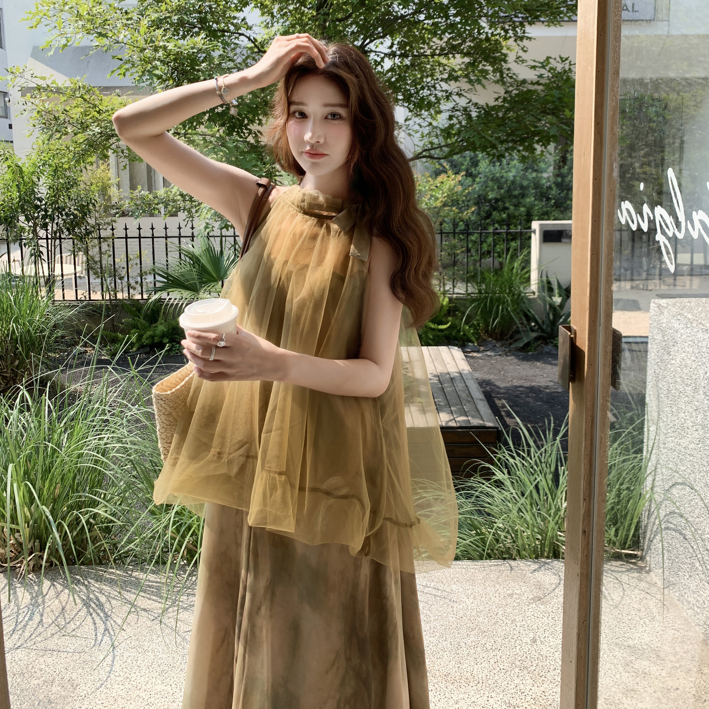 新图假两件网纱连衣裙2C525-Q284-P125-K178，女装连衣裙，柒柒家