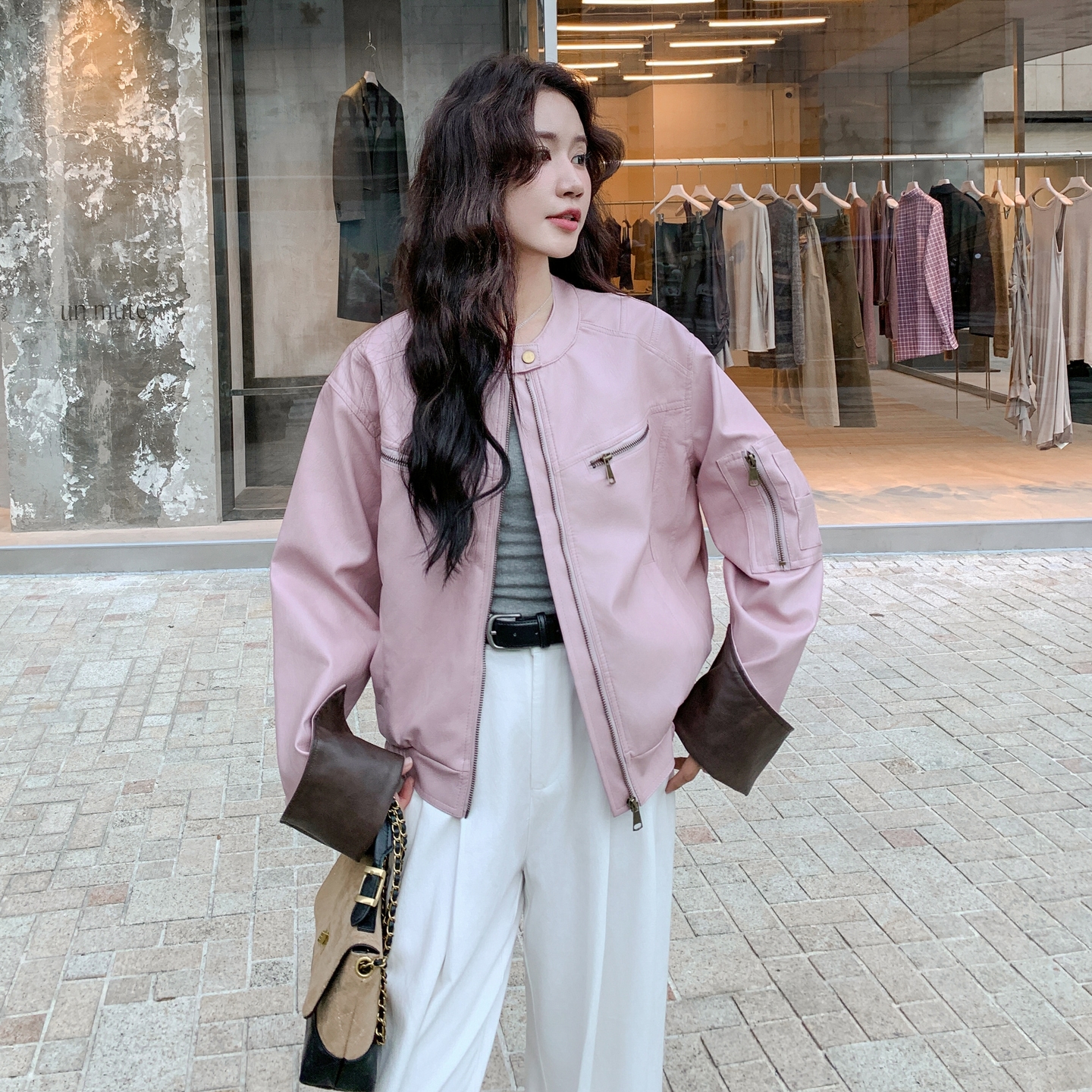 新款图大货已出皮衣外套275-W704-P165-K238，女装皮衣，柒柒家