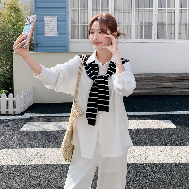新款图大货已出衬衫两件套加披肩共三件套275-W810-P195-K318,女装套装/套裙,柒柒家