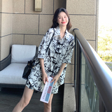 新中式国风水墨印花套装女2025夏季新款小个子盘扣衬衫短裤两件套，商品下架区，柒柒家