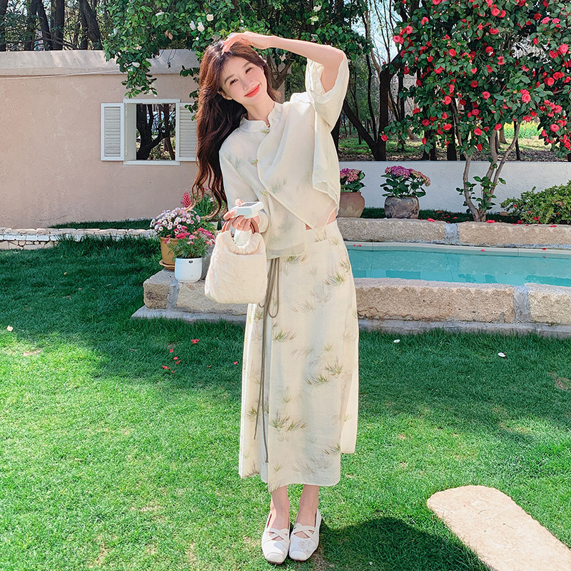 大货已出新中式雪纺两件套套装2C525-Q273-P135-K198，女装套装/套裙，柒柒家