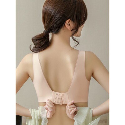 新款乳胶内衣女扣子薄款宽肩带文胸聚拢收副乳无钢圈运动胸罩