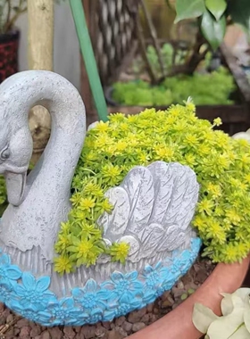 天鹅花盆欧式网红白鹅园艺庭院植物多肉盆器阳台民宿动物水景造景