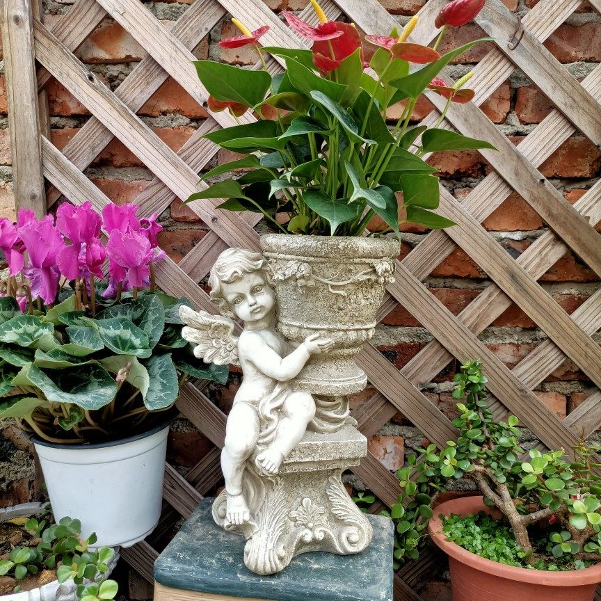 丘比特欧式罗马浮雕复古绿植花盆器阳台花园庭院装饰民宿天使摆件