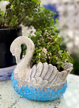 花盆户外庭院饰天鹅动物花盆户外多肉绿植创意个性多肉植物盆栽盆