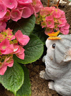 蝴蝶猫咪花园摆件可爱艺仿真动物多肉大花盆阳台民宿布景鱼缸水景