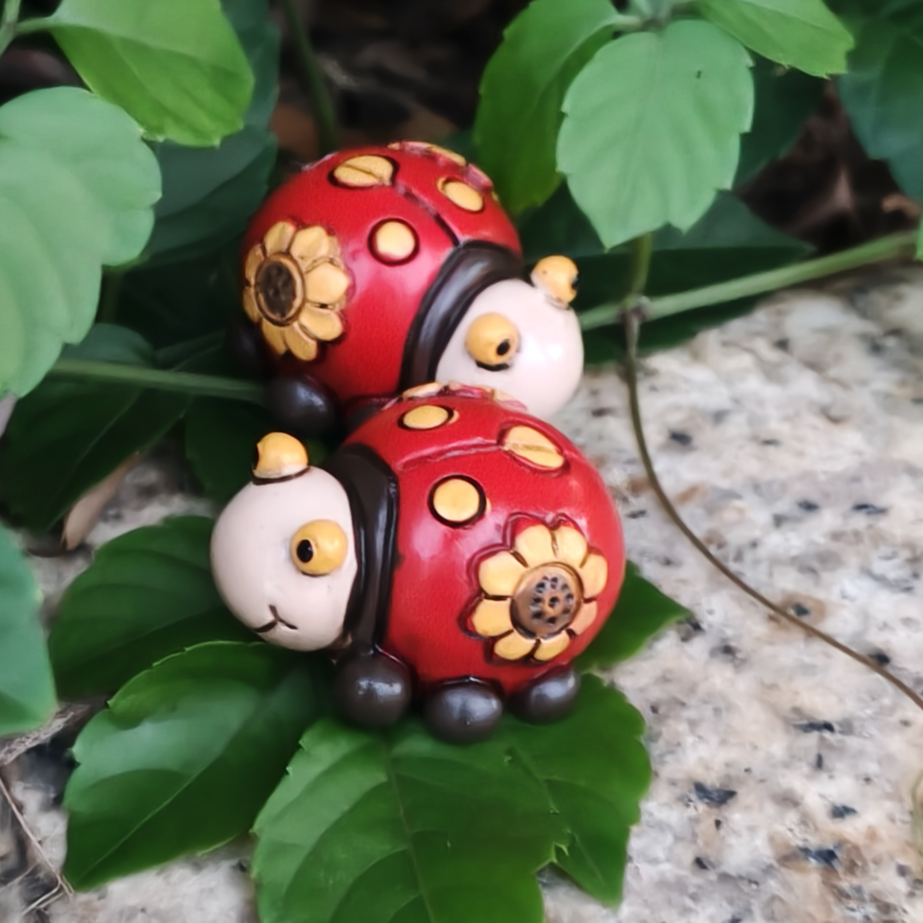 彩绘七星瓢虫苔藓微景观盆装饰花园庭院桌面摆设DIY园艺可爱动物
