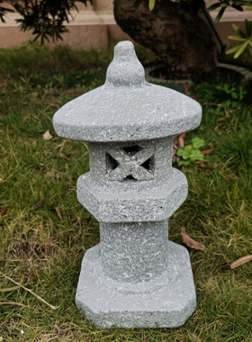 中式太阳能灯禅意石塔装饰摆件花园庭院露台小宫灯雕塑佛具户外灯