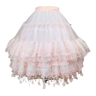 lolita裙撑星星暴力鱼骨撑云朵卡门中长款延长衬裙洛丽塔裙撑