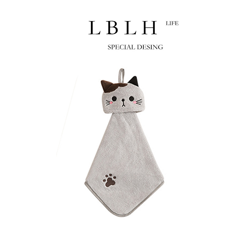 LBLH'S LIFE.卡通珊瑚绒擦手巾吸水可挂式造型擦手毛巾家用厨房