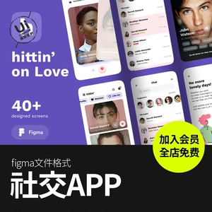 时尚社交约会交友婚恋简约作品聊天APP界面设计Figma模板ui素材