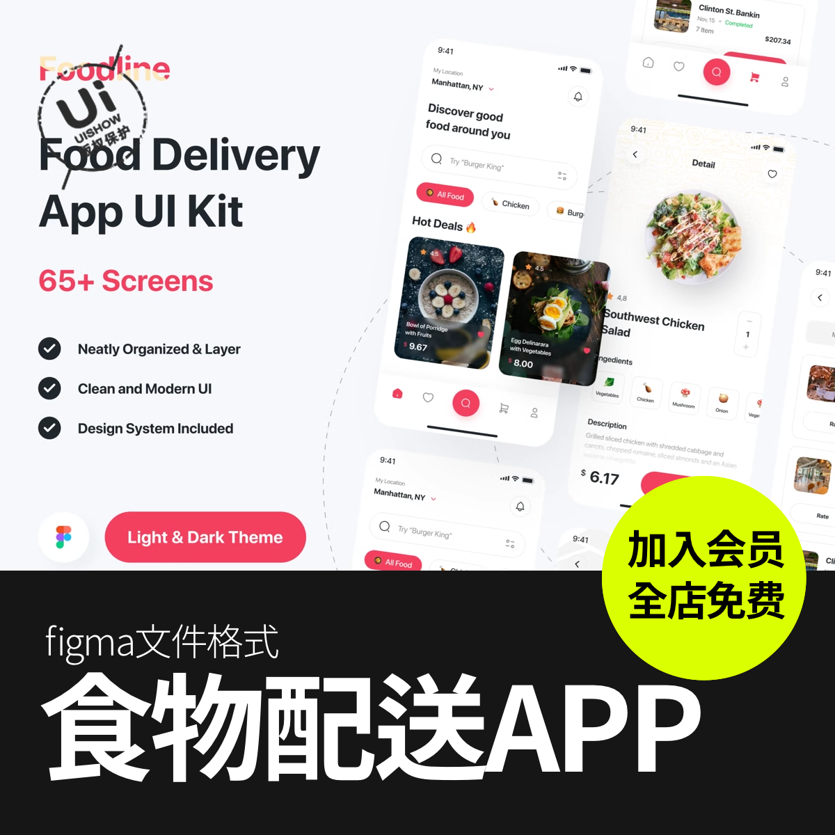 送餐食品食物配送外卖点餐餐饮App应用程序UI界面figma格式素材