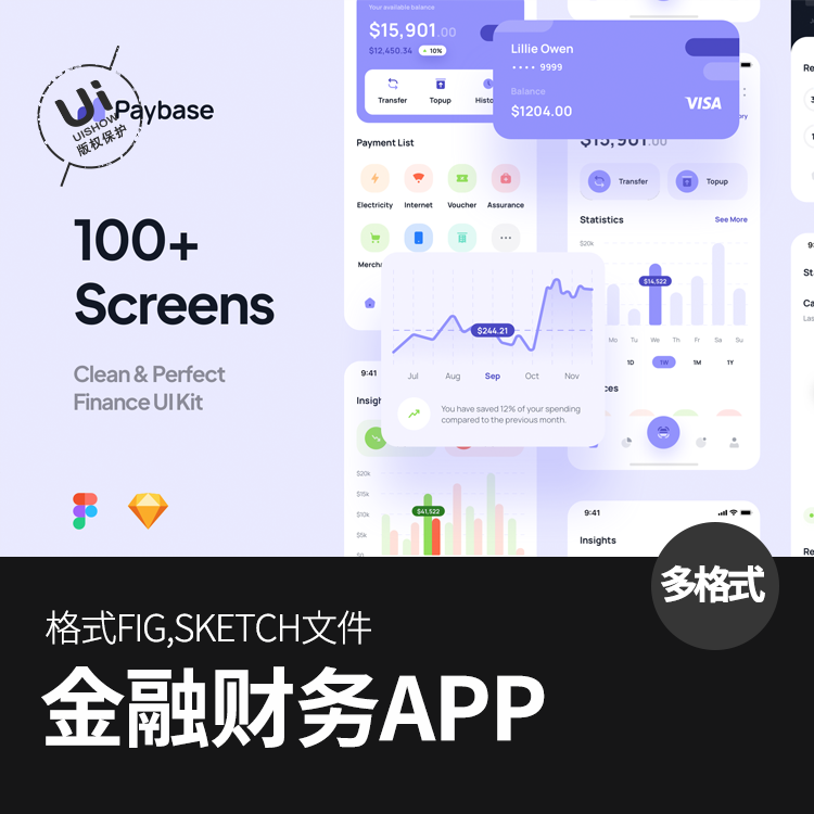 金融财务作品简约App应用程序界面sketch/figma设计UI模板素材