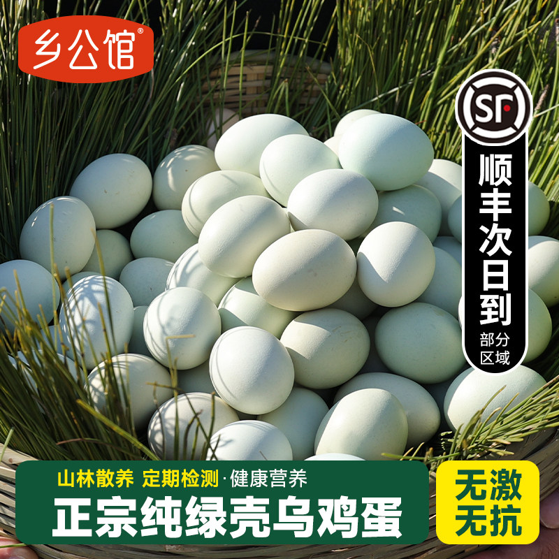 正宗农家散养乌鸡蛋农村鸡笨鸡蛋新鲜农家绿壳土鸡蛋40枚批发整箱