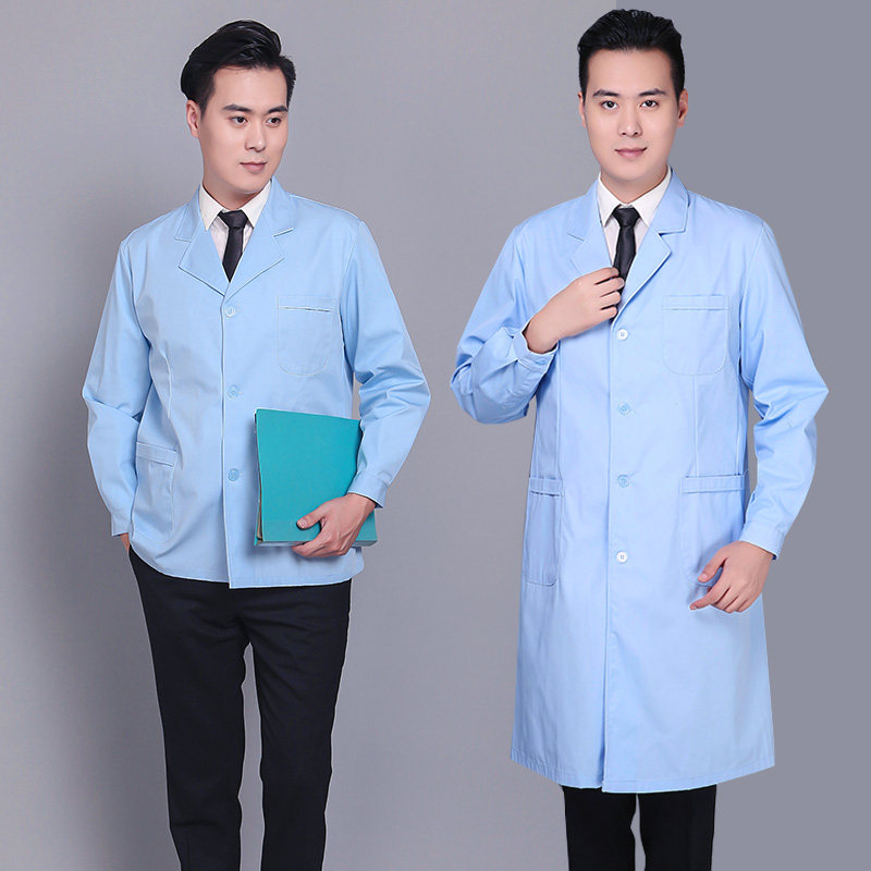 贝缇奴蓝色白大褂男长袖医生服冬装实验服白大挂短款袖大码工作服 - 淘宝联盟商品