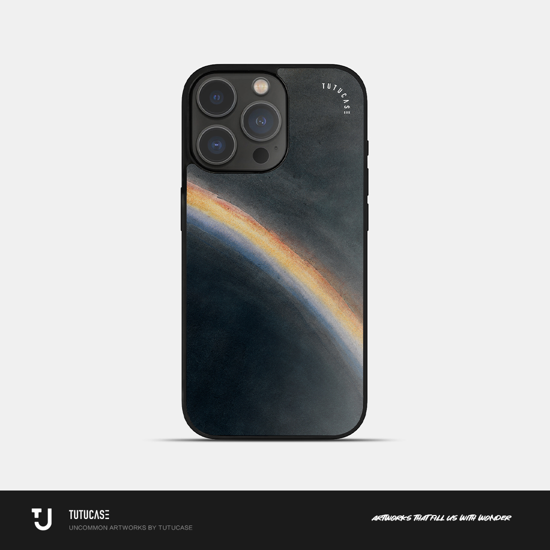 TUTUCASE｜原创黑框软边全包磨砂手机壳 炭笔彩虹 P003