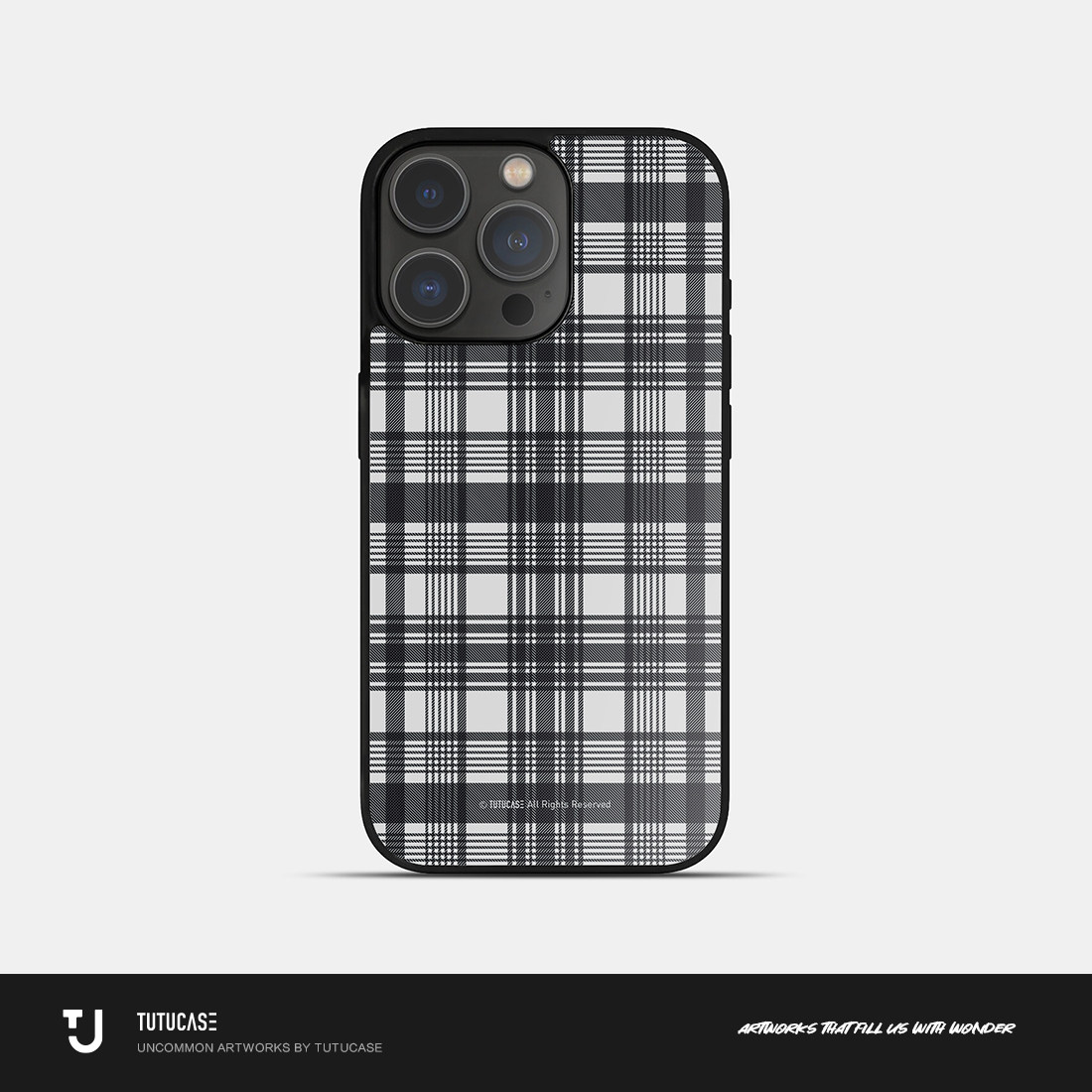 TUTUCASE｜原创黑框软边全包轻薄手机壳 经典白格子 P002