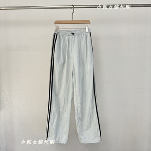 Bu0028 欧洲站韩国进口代购 女装 2025春季 松紧腰侧杠条直筒休闲裤