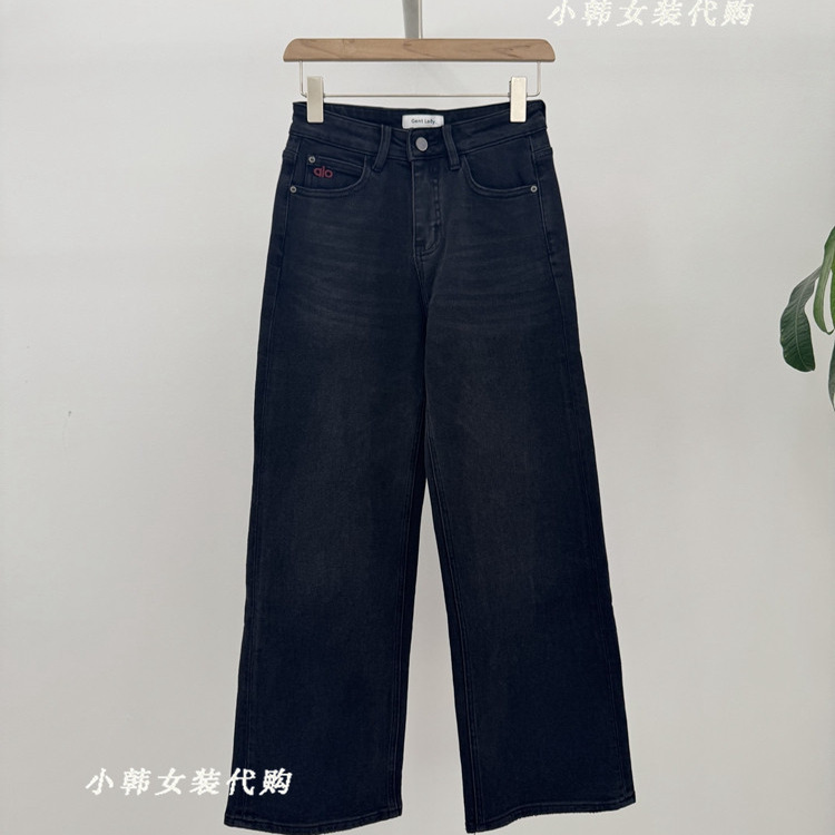 韩国Gent Lady女装进口代购2025秋款大直筒显瘦高腰牛仔裤22811