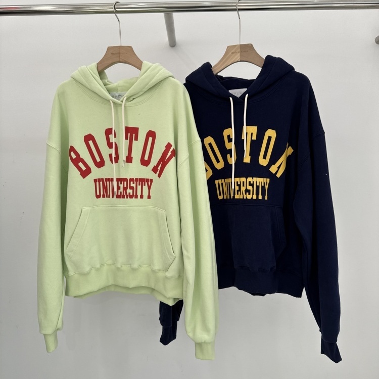 韩国BPLAN女装进口代购2025冬季新款字母净色连帽加绒宽松卫衣