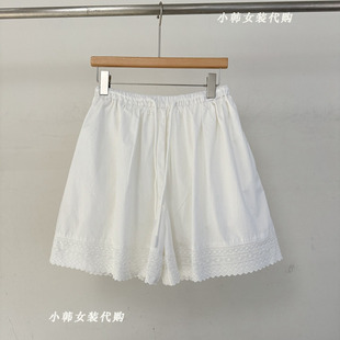 短裤 欧洲站韩国进口女装 松紧腰宽松花边休闲裤 代购 BU0160 2025夏款