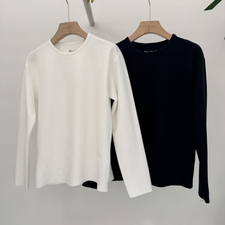 韩国SELF SERVICE女装进口代购2025冬款百搭简约磨毛长袖显瘦T恤