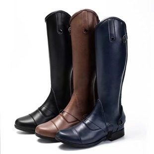 专业马术短靴男女同款真皮骑马靴骑士骑行靴子英式障碍套装马靴