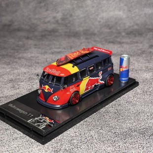 Library 1:64 VW大众T1 面包车 低趴宽体版 红牛涂装合金汽车模型