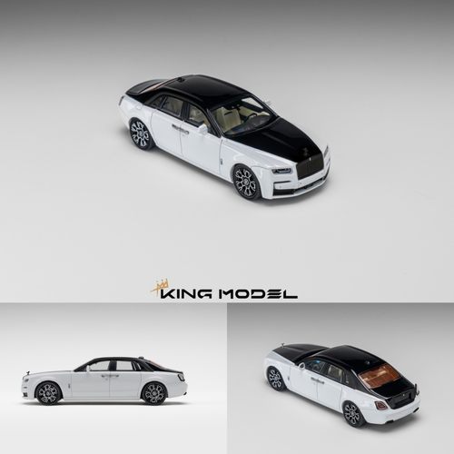 KM 1/64 Rolls-Royce 劳斯莱斯古斯特 黑白熊猫配色 合金汽车模型