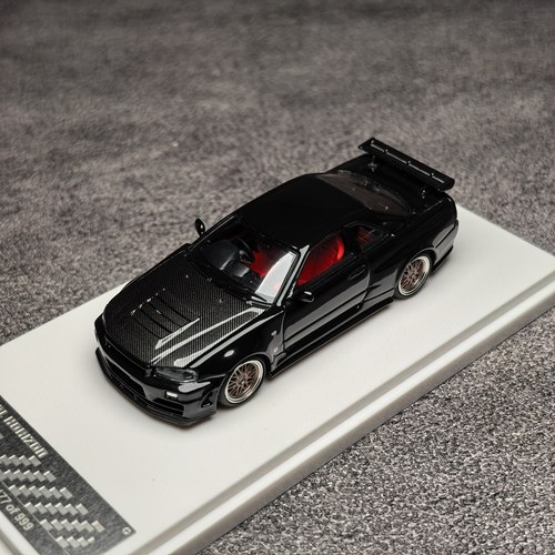 FH 1:64 日产 Skyline天际线 黑色碳盖 GT-R (R34)  合金汽车模型