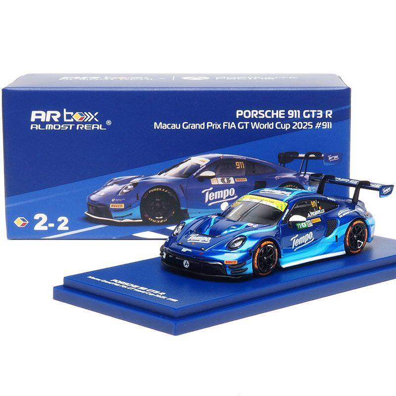 AR 1:64 保时捷 911 GT3 R 得宝Tempo 2025澳门GT杯 合金汽车模型