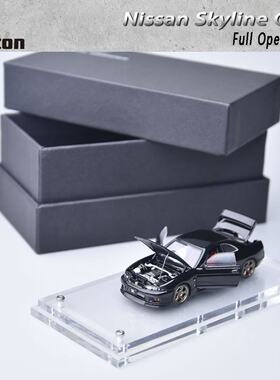 FH 1:64 日产Nissan Skyline GT-R BCNR33 黑色 合金全开汽车模型